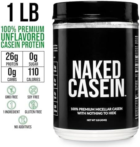 NAKED Casein - Vanilla Micellar Casein Protein - 5 Pound Bulk, NSF Certified, GMO-Free, Gluten-Free, Soy-Free, Preservative-Free - Stimulate Muscle Growth - Enhance Recovery - 61 Servings
