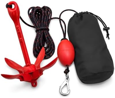 3.5 lb Grapnel Anchor Kit – Folding Anchor with 25 ft Marine-Grade Rope, Buoy, Snap Hook & Storage Bag – Ideal for Kayaks, Jet Skis, SUP, Canoes