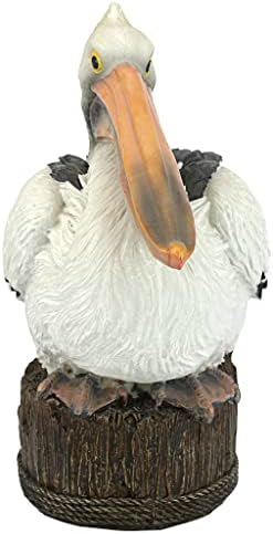 Design Toscano Coastal Decor Ocean's Perch Pelicans Garden Bird Statue, 9 Inch Wide, 24 Inch Tall, Cast Stone Resin, Full Color Finish