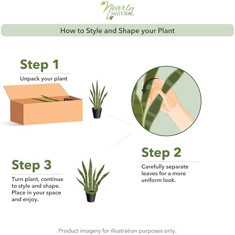 Nearly Natural 35 in Artificial Sansevieria Plant with Black Planter | Artificial Snake Plant, Faux Greenery, Indoor Home and Office Decor