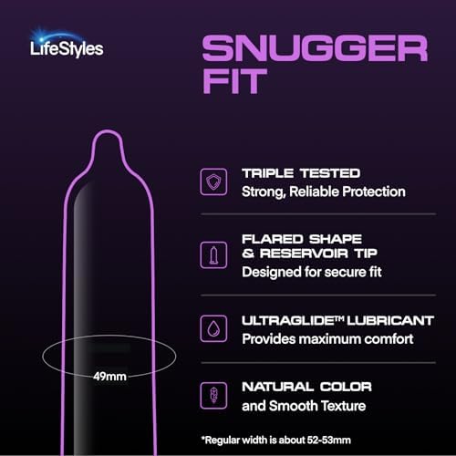 Lifestyles Snugger Fit Natural Rubber and Lubricated Latex Condoms Value Pack, 25 Count, 1 Pack, Triple Tested for Best Protection