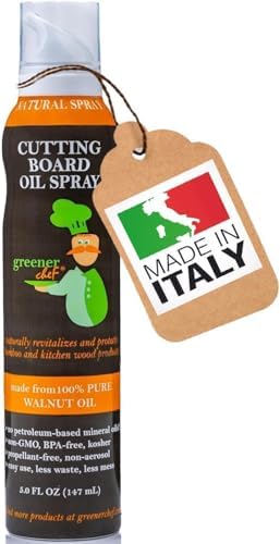 Greener Chef Non Toxic Cutting Board Oil - Innovative Spray for No Mess and Less Waste - Pure Italian Walnut Oil Conditioner for Wood Butcher Blocks