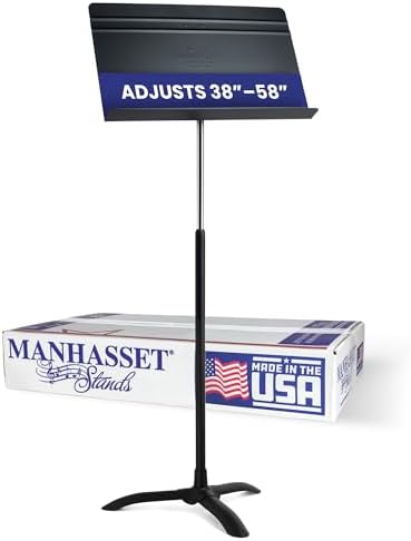 Manhasset 48TA Tall Symphony Music Stand for Sheet Music | Long Lasting Durable Manhasset Stand, Adjustable Height 38" to 58", Made in USA