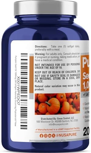 Pumpkin Seed Oil, Non-GMO, Soy Free, 1000mg, 200 Softgels - 200 Servings | Natural Source of Phytosterols, Fatty Acids, Suitable for Adults