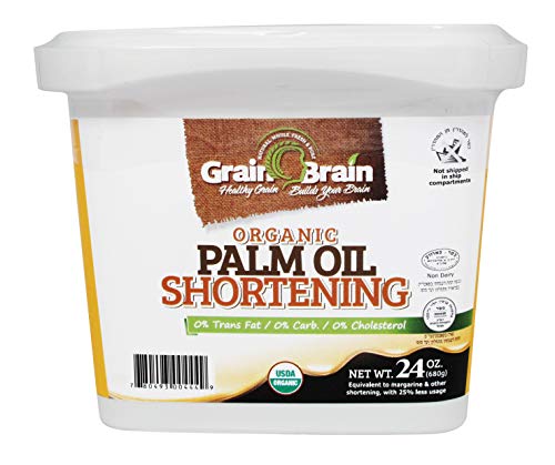 Grain Brain Organic Palm Shortening (24 oz) Pure and Natural, Sustainable Certified,Non-Hydrogenated
