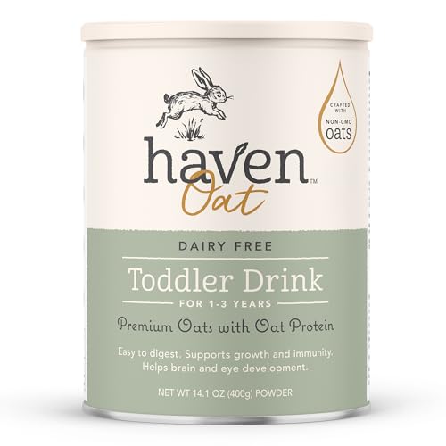 Haven Oat Toddler Formula, Dairy Free, 12+ Months, 14.1oz | European Oat Protein, No Corn Syrup or Maltodextrin, No Palm Oil, Plant-Based DHA Omega-3, Prebiotics & Probiotics, Lutein