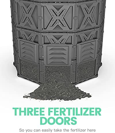 190 Gallon Large Outdoor Compost Bin, 720L Garden Composter with Aeration Vents, BPA-Free PP Panels, Modular Structure with Bottom Access Door and Lid