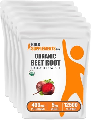 BulkSupplements.com Organic Beet Root Extract Powder - Beet Root Powder, Nitric Oxide Supplement - Vegan & Gluten Free, 400mg per Serving