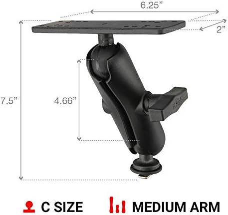 RAM Mounts Fish Finder Track Mount for Garmin, Lowrance & Humminbird | T-Bolt track base with C Size 1.5" ball
