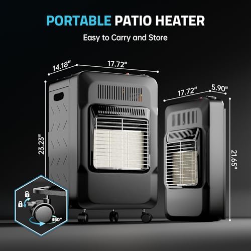 PAULINN Propane Heater Indoor Outdoor Patio Heaters 6000 to 18000 BTU 3 Modes for Patio, Garage, Camping, Shop