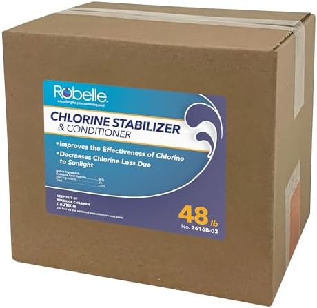 Robelle 7-Pounds Premium Chlorine Stabilizer and Conditioner, Made in USA | Concentrated Cyanuric Acid for Pools, Pool Stabilizer, Helps Chlorine Last Longer, 6 oz raises CYA 10 ppm per 5,000 gallons