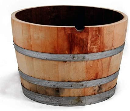 Reclaimed Used Wine Barrel Planter, Brown, Outdoor