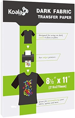 Koala Iron on Heat Transfer Paper for Dark Fabric, 20 Sheets, 8.5x11 In