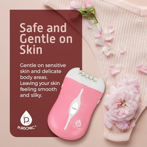 Pursonic Fe120P Cordless Epilator with 40 Tweezers - Rechargeable 2 Speed Epilators Hair Removal for Women - Compact Hair Removal Device for Arms