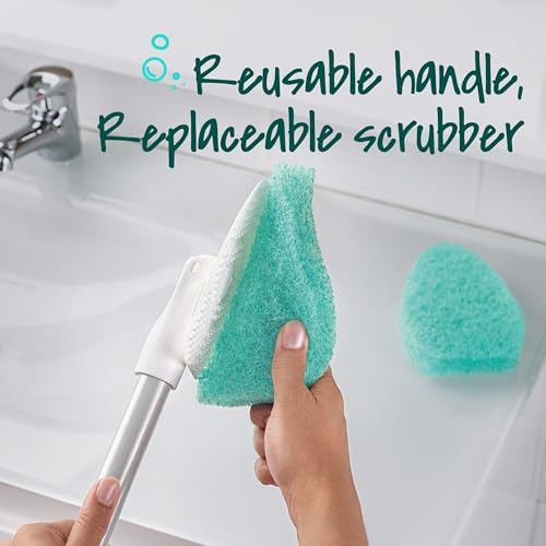 Scotch-Brite Extendable Tub & Tile Scrubber Kit, Includes 1 Handle and 3 Non-Scratch Scrubber Pads