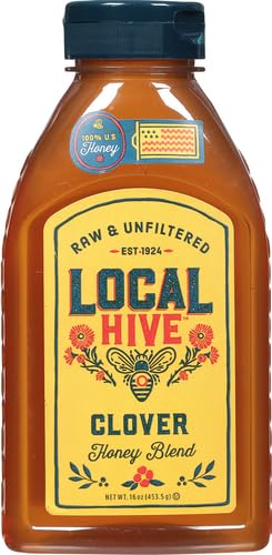 Local Hive Clover Raw & Unfiltered Honey, 100% US Honey, 16 oz | 100% pure, raw honey from US beekeepers | local floral notes | sweeten tea, coffee, baking, yogurt & breakfast