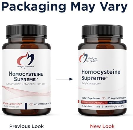 Designs for Health Homocysteine Supreme - Methylated B Vitamins with Riboflavin, B6, B12, Folate, L-Serine & TMG for Brain Support & Heart Health - Methylated Multivitamin (60 Capsules)
