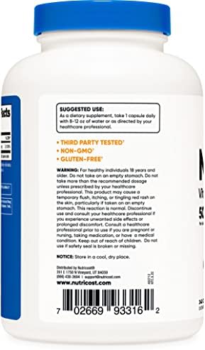 Nutricost Niacin (Vitamin B3) 500mg, 240 Capsules, with Flushing, GMO-Free | Gluten-Free