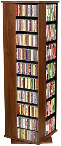 Venture Horizon 4-Sided Revolving Media Tower 1000 - Black: Laminated Wood Composites (MDF), Black-Color, 18.75" L x 18.75" W x 63" H