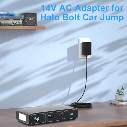 14V AC Adapter Compatible with Halo Bolt 57720, Bolt 58830, Power Cord for Bolt ACDC Wireless Car Jump Starter, 6.5ft