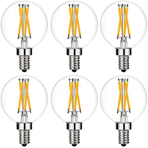 Litehistory e12 led bulb dimmable g16.5 Light Bulb 4W Equal 40 Watt 400lm AC120V e12 Candelabra Bulb 40 Watt for Chandeliers,Ceiling Fan,Vanity Warm White 2700K Globe candelabra Light Bulb 6Pack