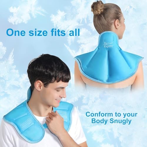Reusable Ice Pack for Neck and Shoulders Upper Back Discomfort, Large Neck Ice Pack Wrap with Soft Plush Lining