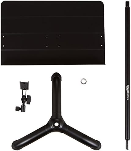 Amazon Basics Portable Height Adjustable Sheet Music Stand, Sturdy Metal, Black