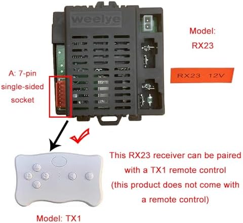 weelye RX23 12V A,7-Pin Single-Sided Socket Control Box Receiver Accessories Children Electric Ride On Cars Powered Wheel Original Replacement Parts