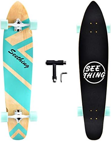 seething 42 Inch Longboard Skateboard Complete Cruiser Pintail, The Original Artisan Maple Skateboard Cruiser Pintail for Cruising, Carving