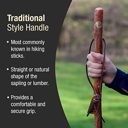 Brazos Rustic Wood Walking Stick, Maple, Traditional Style Handle, for Men & Women, Made in The USA, 55"
