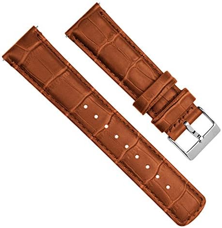 20mm Toffee Brown - Long - BARTON Alligator Grain - Quick Release Leather Watch Bands
