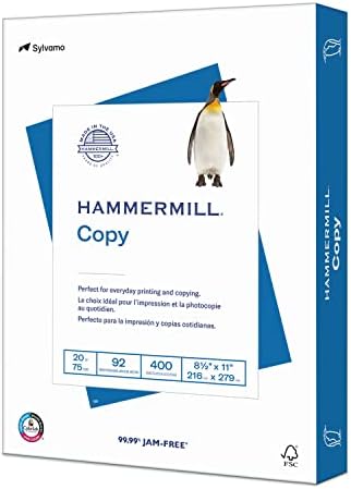 Hammermill Printer Paper, 20 lb Copy Paper, 8.5 x 11-1 Small Pack (400 Sheets) - 92 Bright, Made in the USA
