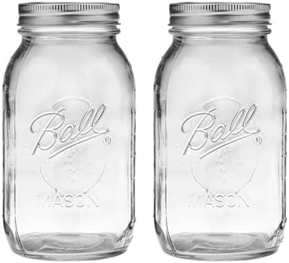 Ball Regular Mouth 32-Ounces Mason Jar with Lids and Bands, Clear,(Pack Of 2)