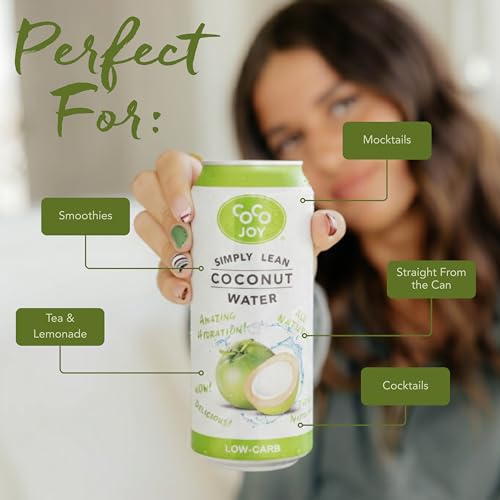 CoCo Joy Natural Coconut Water, Low-Calorie, High-Calcium, Nutrient-Rich Drink 12 pack