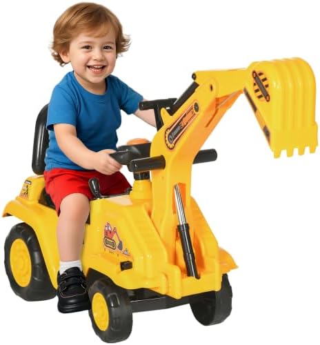 HOMCOM Ride On Excavator Ride On Bulldozer with Horn, Under Seat Storage