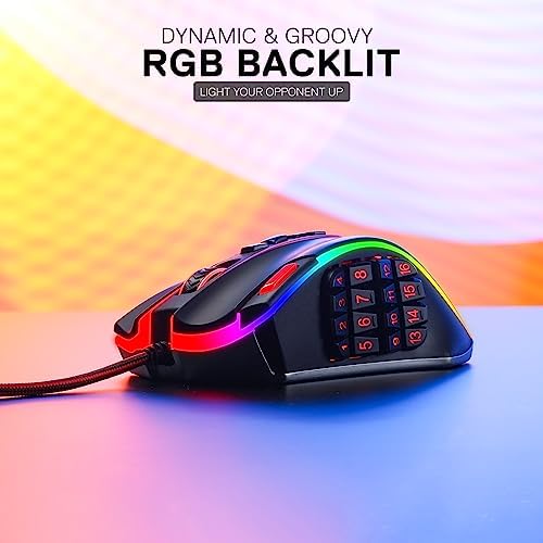 Redragon M908 Wired MMO RGB Gaming Mouse 12400 DPI Remapping Keys | Stable Lag-Free Connection, Redefine Keybinding Macro, Vibing Backlight, Ergonomic Grip Body Comfort