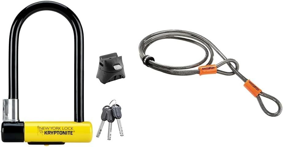 Kryptonite New York Standard Bike U-Lock + KryptoFlex Security Cable Bundle