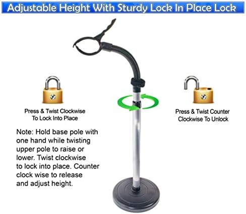 Hair Dryer Stand Holder - Hands Free, Adjustable Height & 360-Degree Rotation, Heavy Base