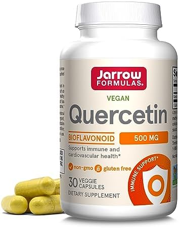 Jarrow Quercetin 500mg Capsules for Cardiovascular & Immune Health, 200ct | Cellular Health Support, Cardiovascular Support, Antioxidant Support, Supports Antioxidant Status, Veggie Capsules