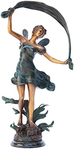 Design Toscano KY71004 Fiona The Flower Fairy Garden Statue, 17 Inch, Antique Stone