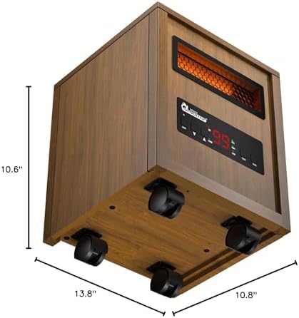 DR. INFRARED HEATER DR-998, 1500W Dual Heating Infrared Space Heater with Humidifier, Oscillation, Remote Control, Thermostat & Safety Protection, Portable with Wheels, Energy Efficient, Cherry