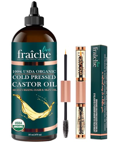 Organic Castor Oil Eyelash Growth Serum, Eyebrow Lash Serum for Hair Growth