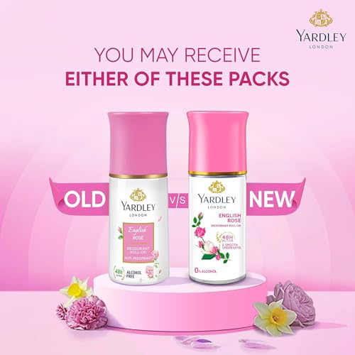 Yardley London English Rose Anti-Perspirant Deodorant Roll-On | 48-Hour Active | Alcohol-Free | 1.7oz (50ml)