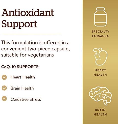 Solgar Vegetarian CoQ-10 200 mg, 60 Vegetable Capsules - Non-GMO | Supports Cellular Energy, Gluten Free, 60 Capsules