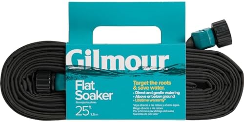 Gilmour 25' Black Flat Weeper Soaker Hose for Garden Beds, Drip Irrigation Outdoor Hose, Flexible Garden Hose for Vegetable Gardens, Flower Beds