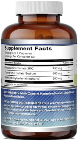 Amazing Formulas Glucosamine Chondroitin & MSM Supplement | 1850 Mg per Serving | 240 Capsules | Non-GMO | Gluten-Free | Made in USA