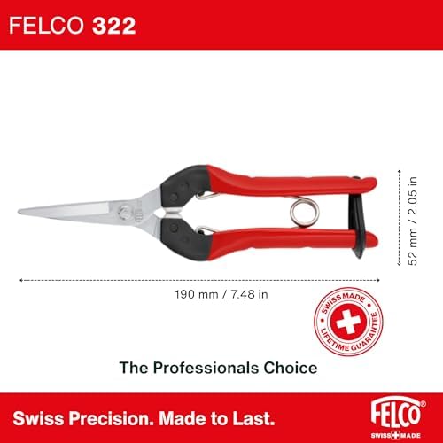 Felco F310 Pruning Snips – 7.3" Lightweight Garden Clippers for Fine Trimming & Harvesting | Pruning Shears for Gardening | Garden Snips and Pruners with Forged Aluminum Handles, Precision Tip