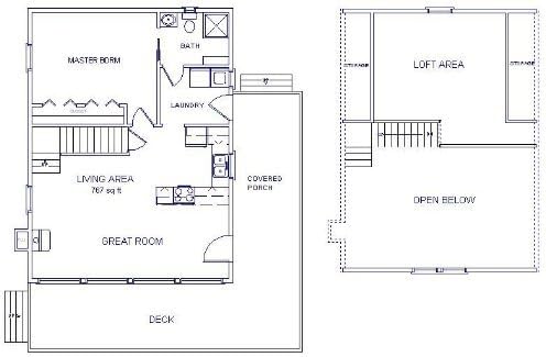 Easy Cabin Designs 24x32 Cabin w/Loft Plans Package, Blueprints & Material List