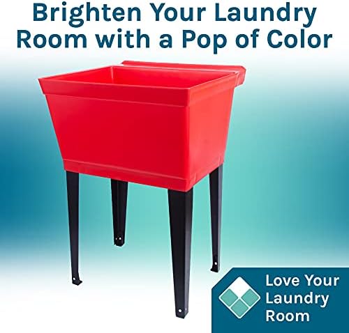 Utility Sink Extra-Deep Laundry Tub in White with High-Arc Stainless Steel Coil Pull-Down Sprayer Faucet, Integrated Supply Lines, P-Trap Kit
