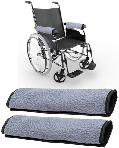 AHIER Wheelchair Armrest Pads, 2PCS Sheepskin Fleece Wheelchair Armrest Covers, Non Slip Arm Rest Cover Cushion pad for Wheelchairs